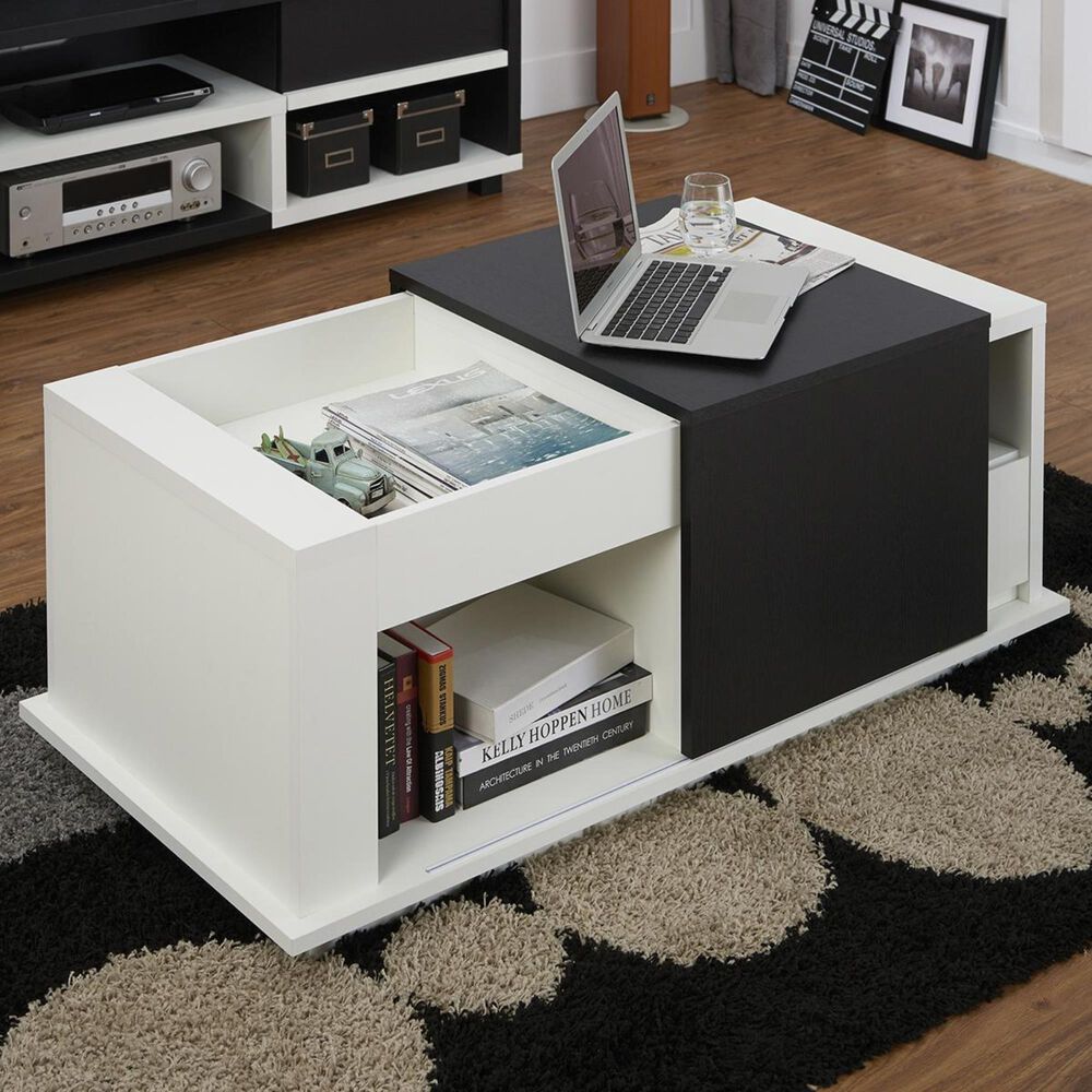 Furniture of America Tracy Storage Coffee Table with Sliding Top in Black, , large