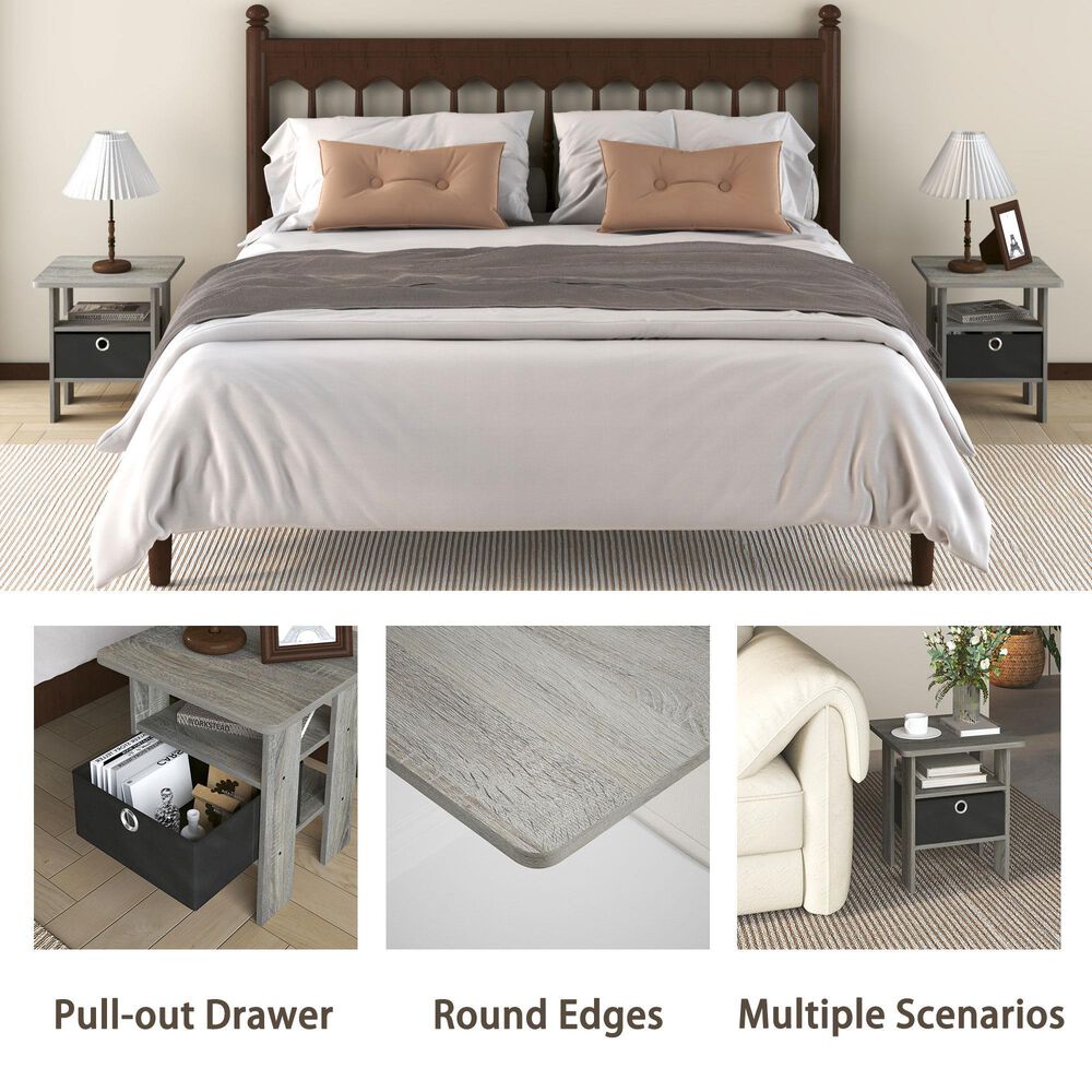 HOMLUX 1-Drawer End Table in French Oak, , large