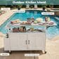 Hearth and Haven Outdoor Kitchen Island Cart with Adjustable Shelves and Stainless Steel Top in White, , large