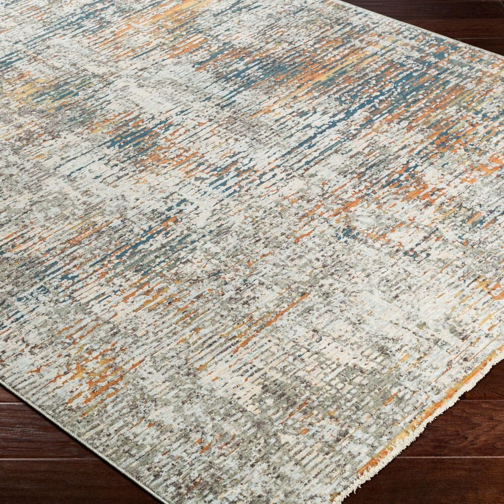 Surya Presidential Blue, Orange, Saffron, Ice Blue, Dusty Sage, Charcoal, Ivory, Wheat, Light Olive and Gray 11&#39;6&quot; x 15&#39;6&quot; Area Rug, , large