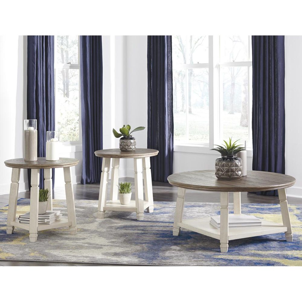 Ashley Bolanbrook 3-Piece Occasional Table Set in White and Weathered Oak, , large