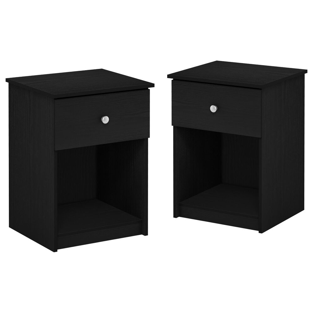HOMLUX 1-Drawer Modern Nightstand with Knob Handle in Black Oak (Set of 2), , large