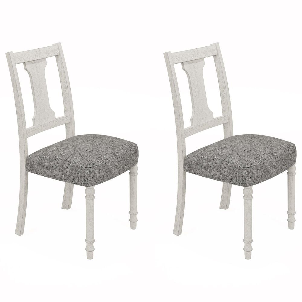 HOMLUX Side Chair with Gray Cushion in White (Set of 2), , large