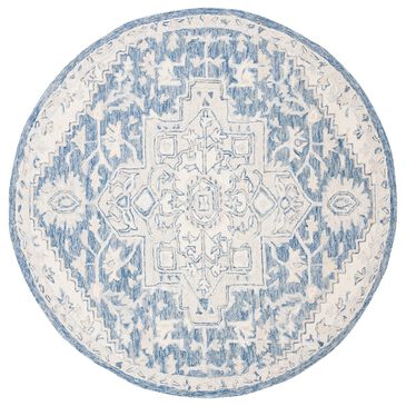 Safavieh Micro-Loop MLP503M 7" Round Blue and Ivory Area Rug, , large