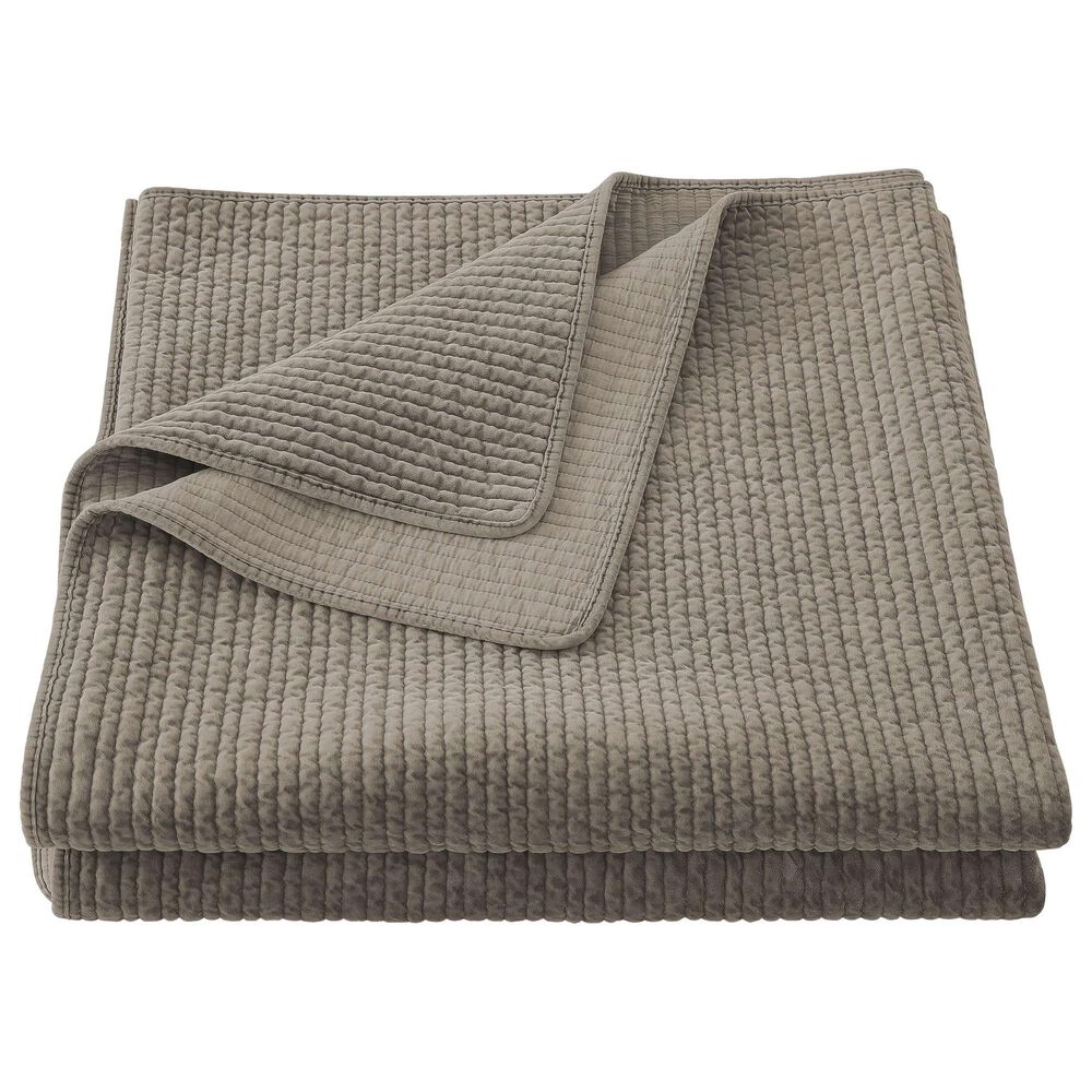 HiEnd Accents Stone Washed Full/Queen Cotton Velvet Quilt in Taupe - Quilt Only, , large