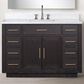 Lexora Home Abbey 48" Single Bathroom Vanity in Black Oak with 2 cm White Carrara Marble Top and Rectangular Sink, , large