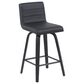 Armen Living Vienna Swivel Counter Height Stool with Black Upholstery in Black Brushed, , large