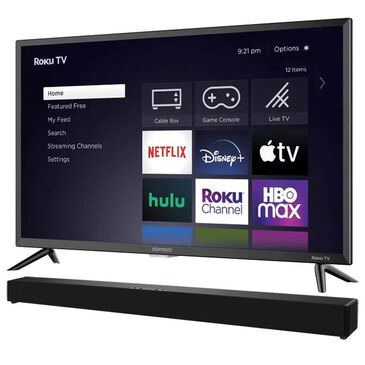 Element 32" Class 720p HD Roku Smart TV + iLive 37" HD Sound Bar with Bluetooth, , large