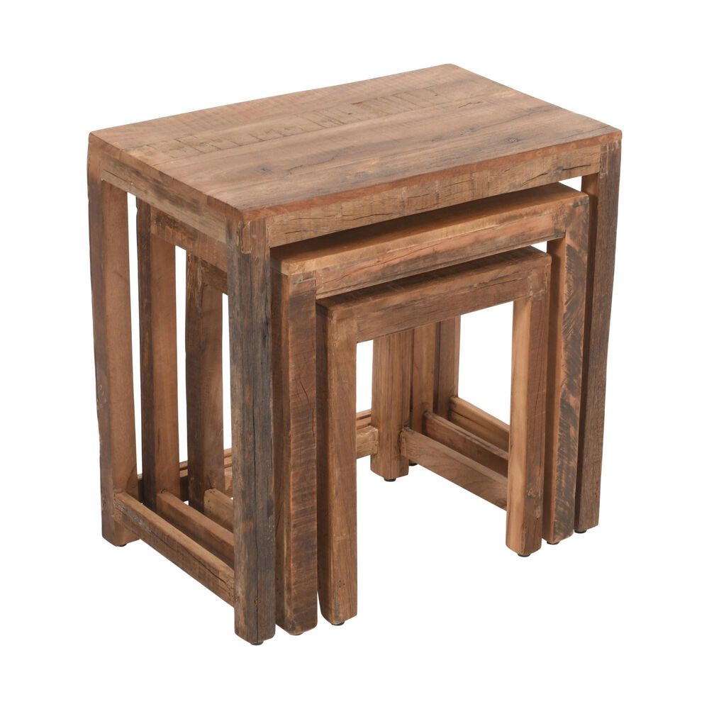 Jofran Reclamation Nesting Table in Brown ( Set of 3), , large