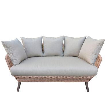 Gathercraft Wicker Loveseat With Cushion in Brown and White , , large