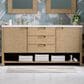 James Martin Vanities Solene 72" Double Bathroom Vanity in Seaside Oak with 3 cm White Zeus Quartz Top and Rectangular Sinks, , large
