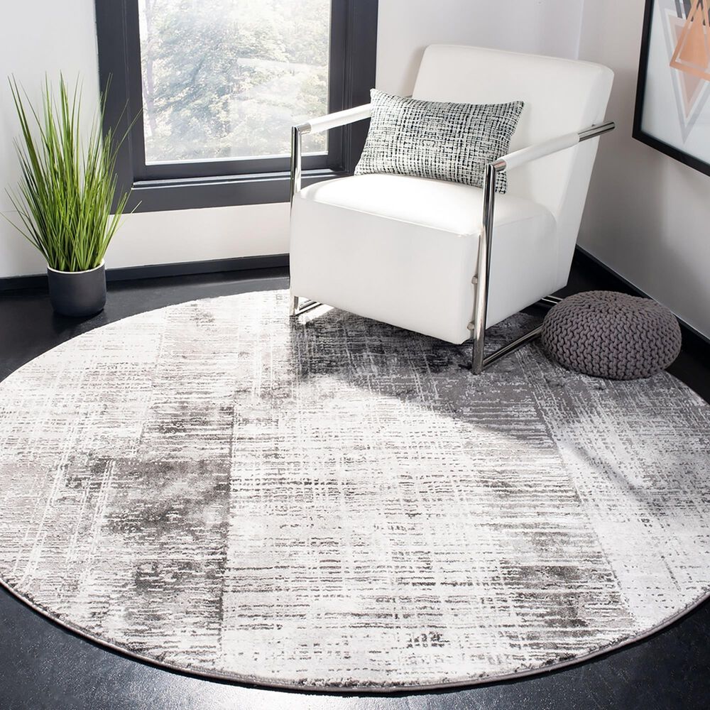 Safavieh Craft 6&#39;7&quot; Round Grey and Dark Grey Area Rug, , large