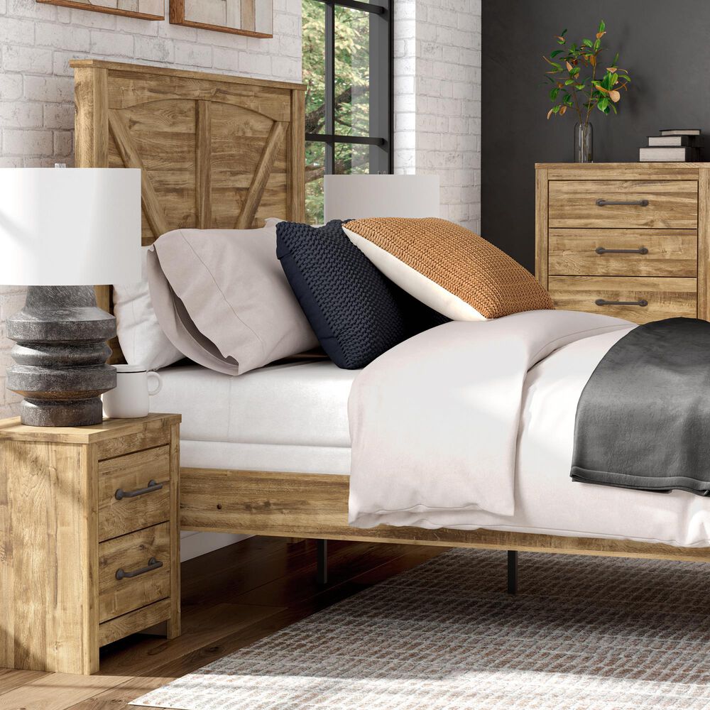 Ashley Maystonna Queen Crossbuck Panel Bed in Brown, , large