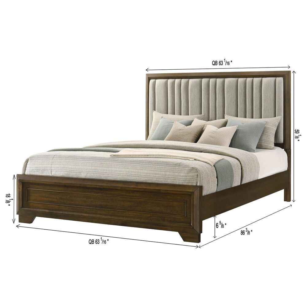 Crown Mark Lakecrest Queen Wood and Upholstered Panel Bed in Brown, , large