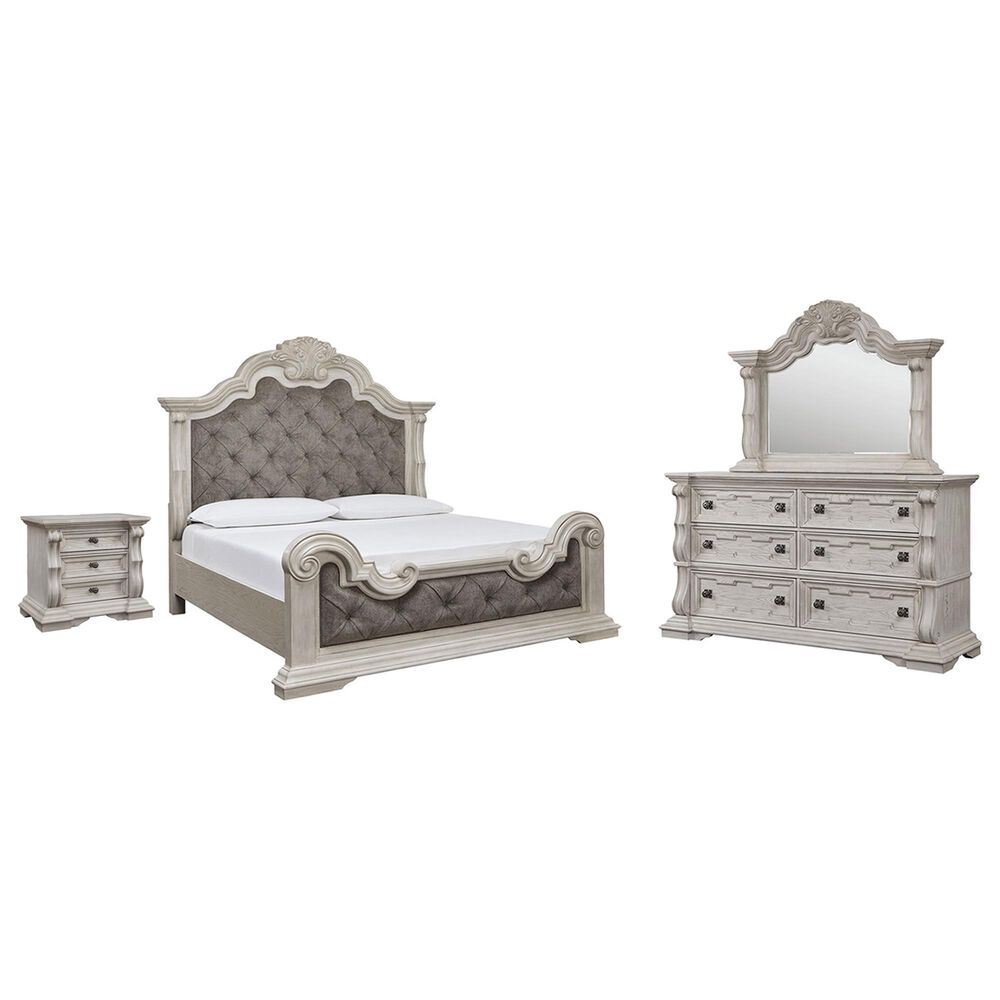 Millenium Bruchandi 4-Piece King Panel Bedroom Set in Antique White, , large