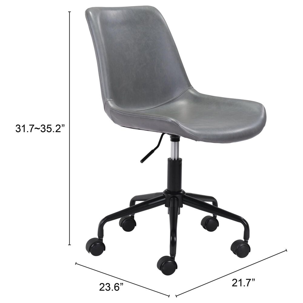 Zuo Modern Byron Office Chair in Gray and Black, , large