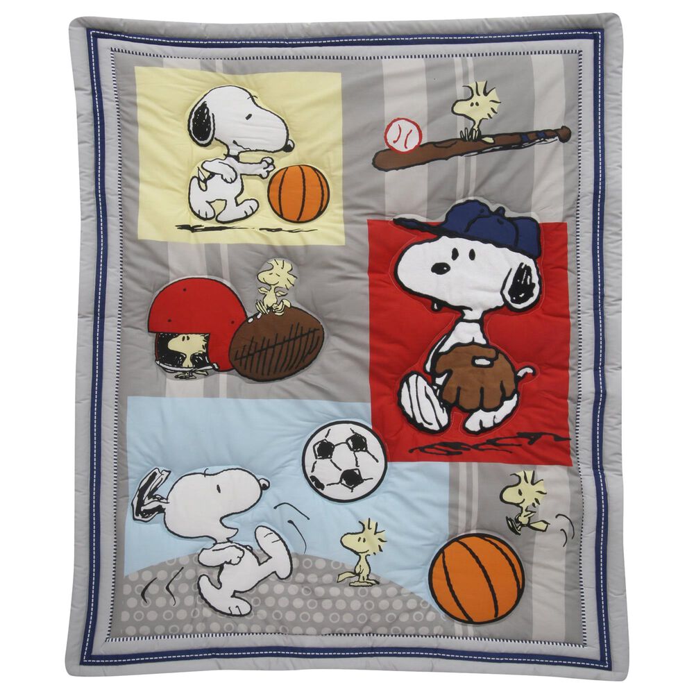 Lambs And Ivy Snoopy Sports 3 Piece Nursery Baby Crib Bedding Set Nebraska Furniture Mart
