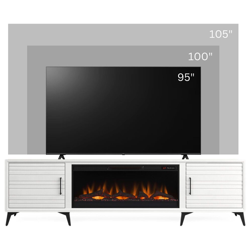 Endress International Malibu 95" Fireplace TV Stand in White, , large