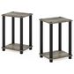 HOMLUX 2-Tier Small End Table in French Oak Grey and Black (Set of 2), , large