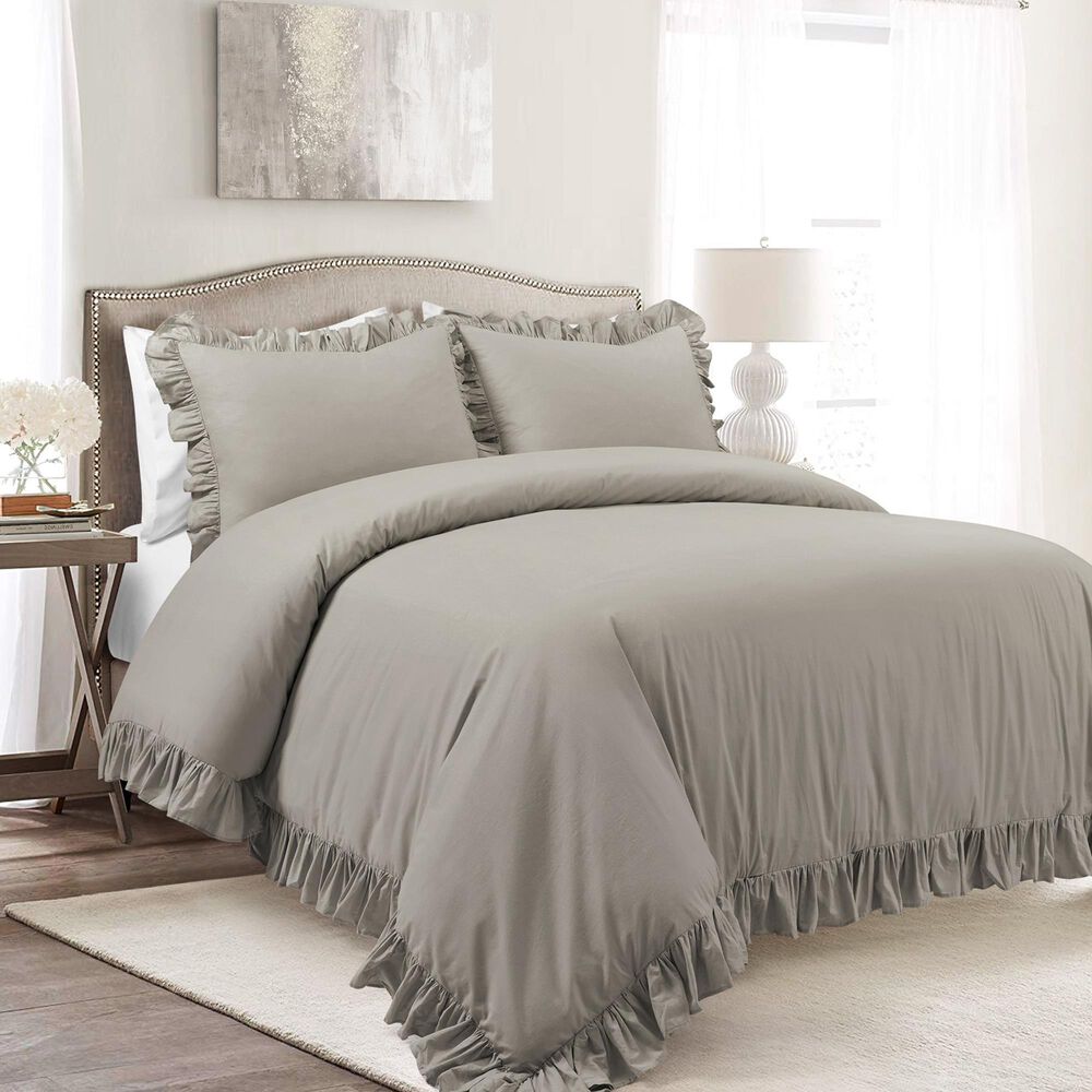 Triangle Home Fashions Reyna 3-Piece King Cotton Duvet Cover Set in Gray, , large