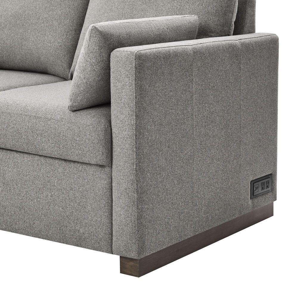 Lifestyle Solutions Edgewood Stationary Convertible Sleeper Sectional in Light Gray, , large