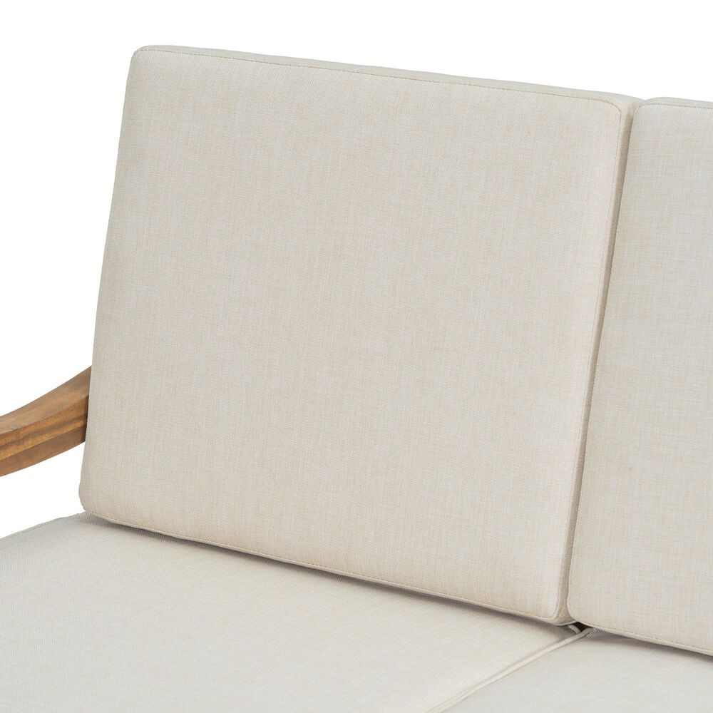 Hearth and Haven Outdoor Loveseat with Cushions and Natural Frame in Beige, , large