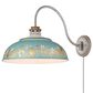 Golden Lighting Kinsley 1-Light Wall Sconce with Antique Teal Shade in Aged Galvanized Steel, , large