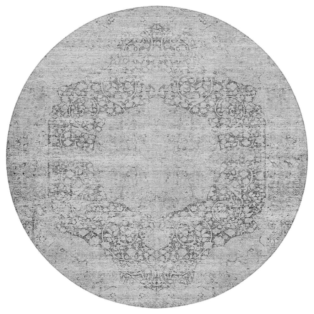 Dalyn Rug Company Karaj KJ8 8" Round Gray Indoor/Outdoor Area Rug, , large