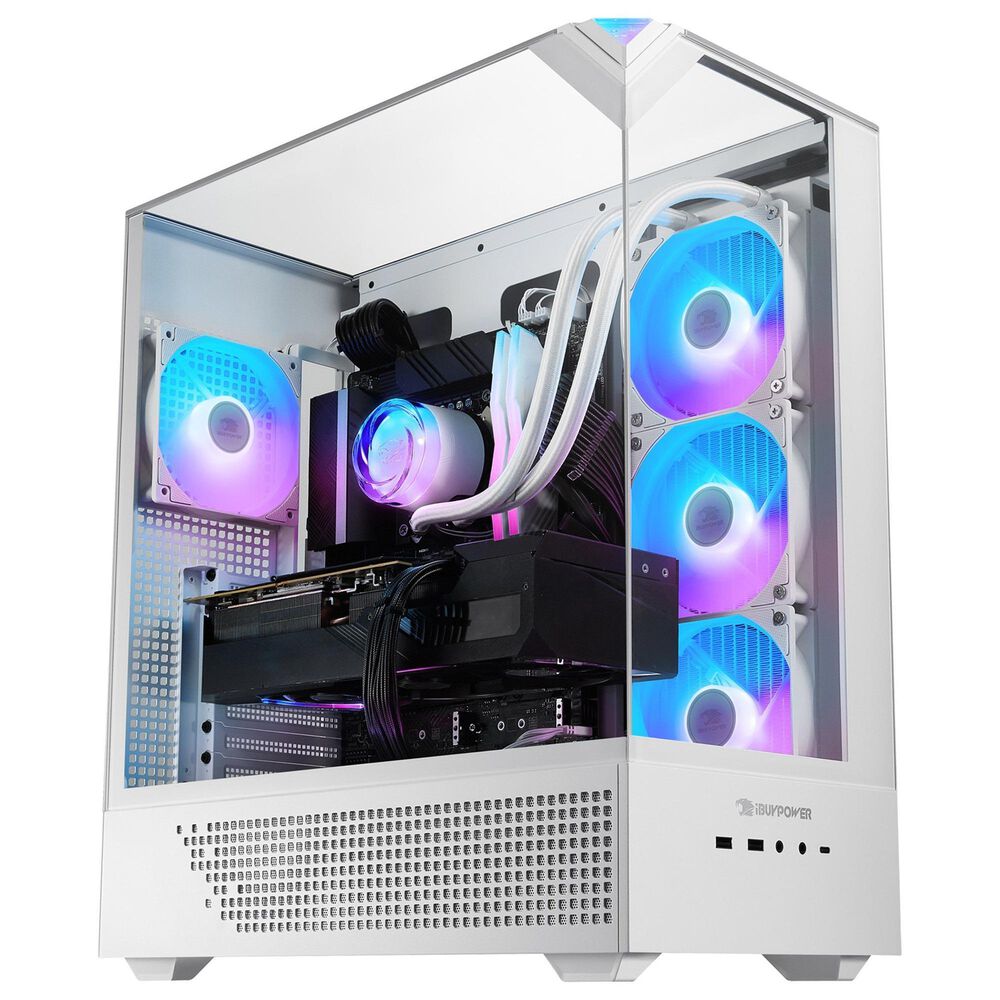 iBUYPOWER Element Gaming Desktop PC | AMD Ryzen 7 7800X3D - 32GB RAM - AMD Radeon RX 9070XT Graphics - 2TB SSD in White, , large