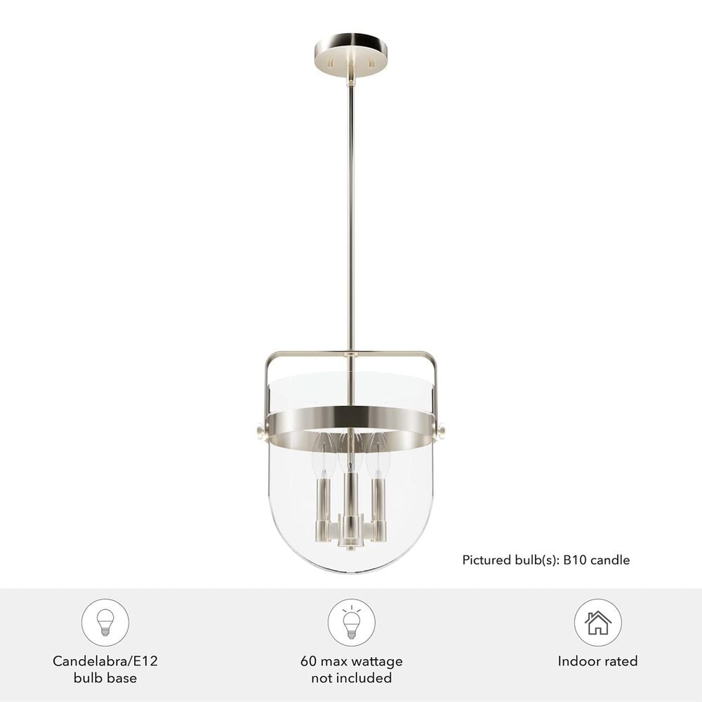 Hunter Karloff 12&quot; 3-Light Pendant in Brushed Nickel, , large