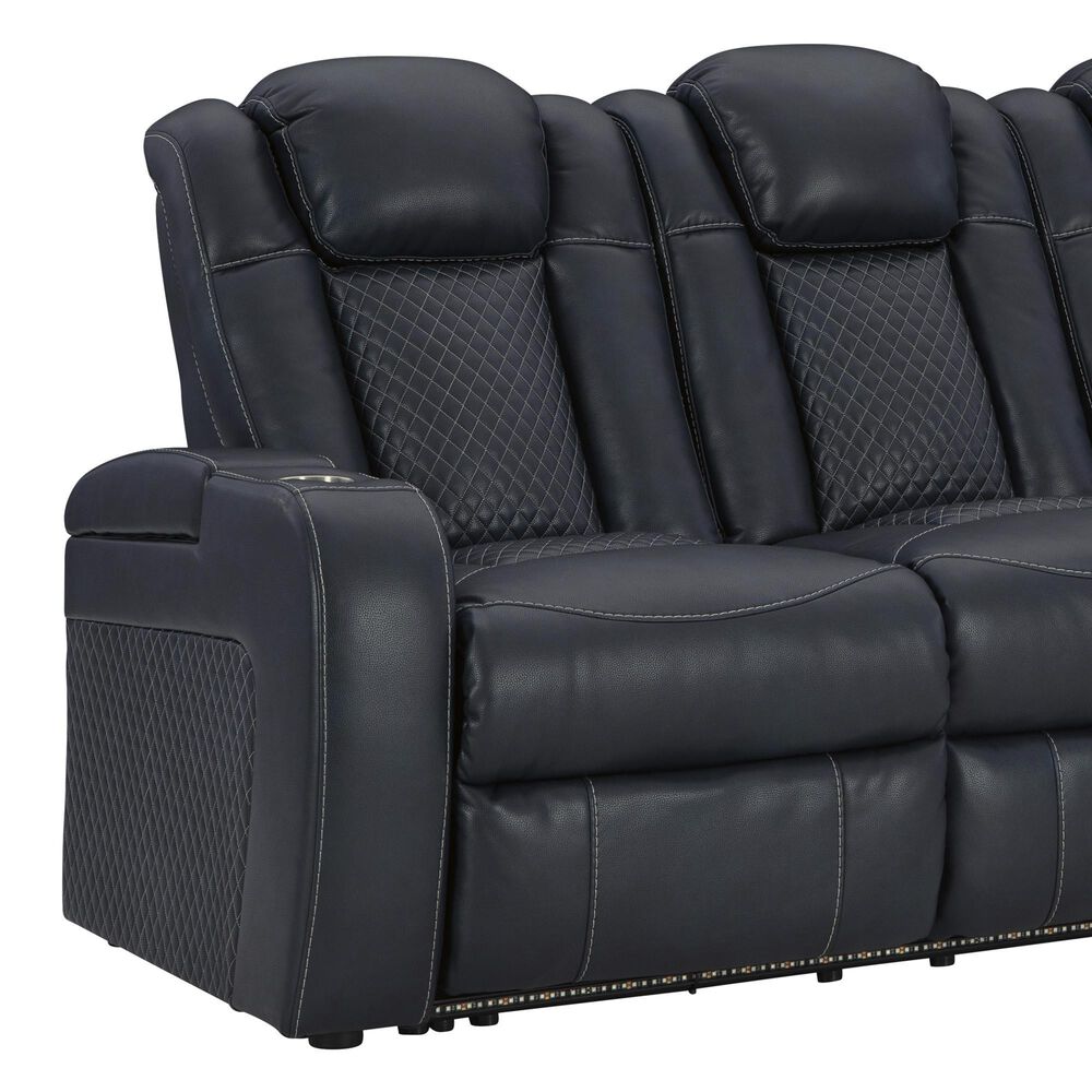 Ashley Fyne-Dyme Power Reclining Sofa with Console and Power Headrest in Sapphire, , large
