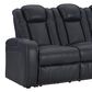 Ashley Fyne-Dyme Power Reclining Sofa with Console and Power Headrest in Sapphire, , large