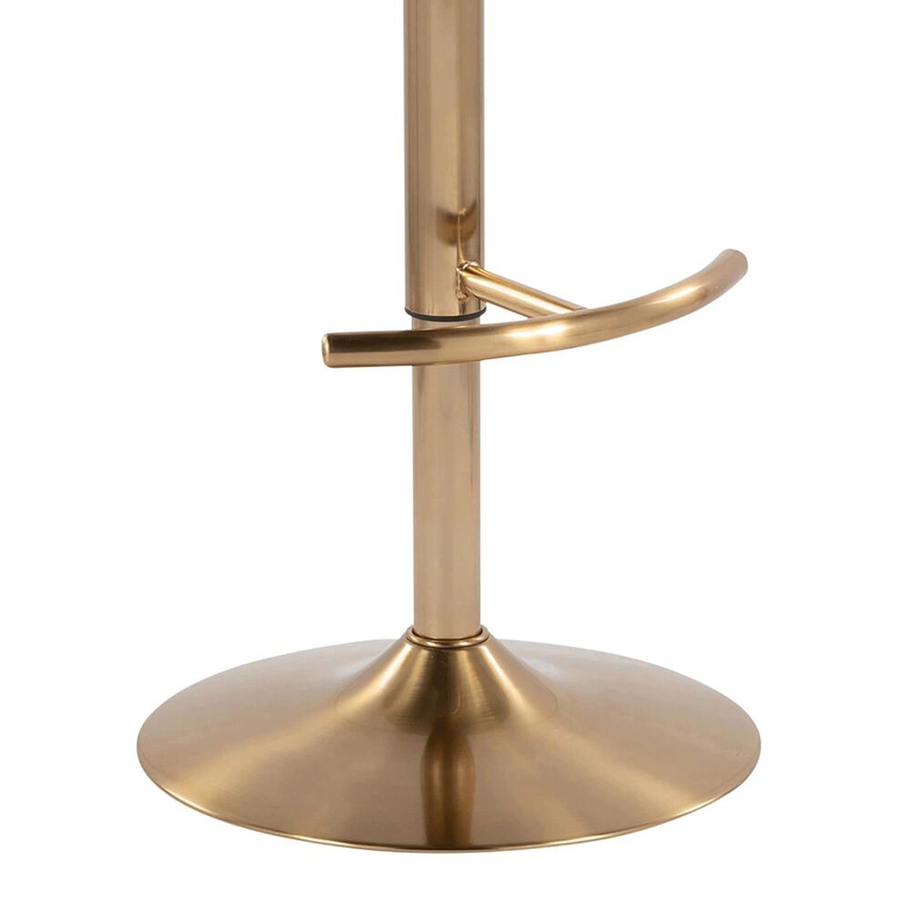 LumiSource Diana Adjustable Barstool with White Faux Leather Upholstery in Gold (Set of 2), , large