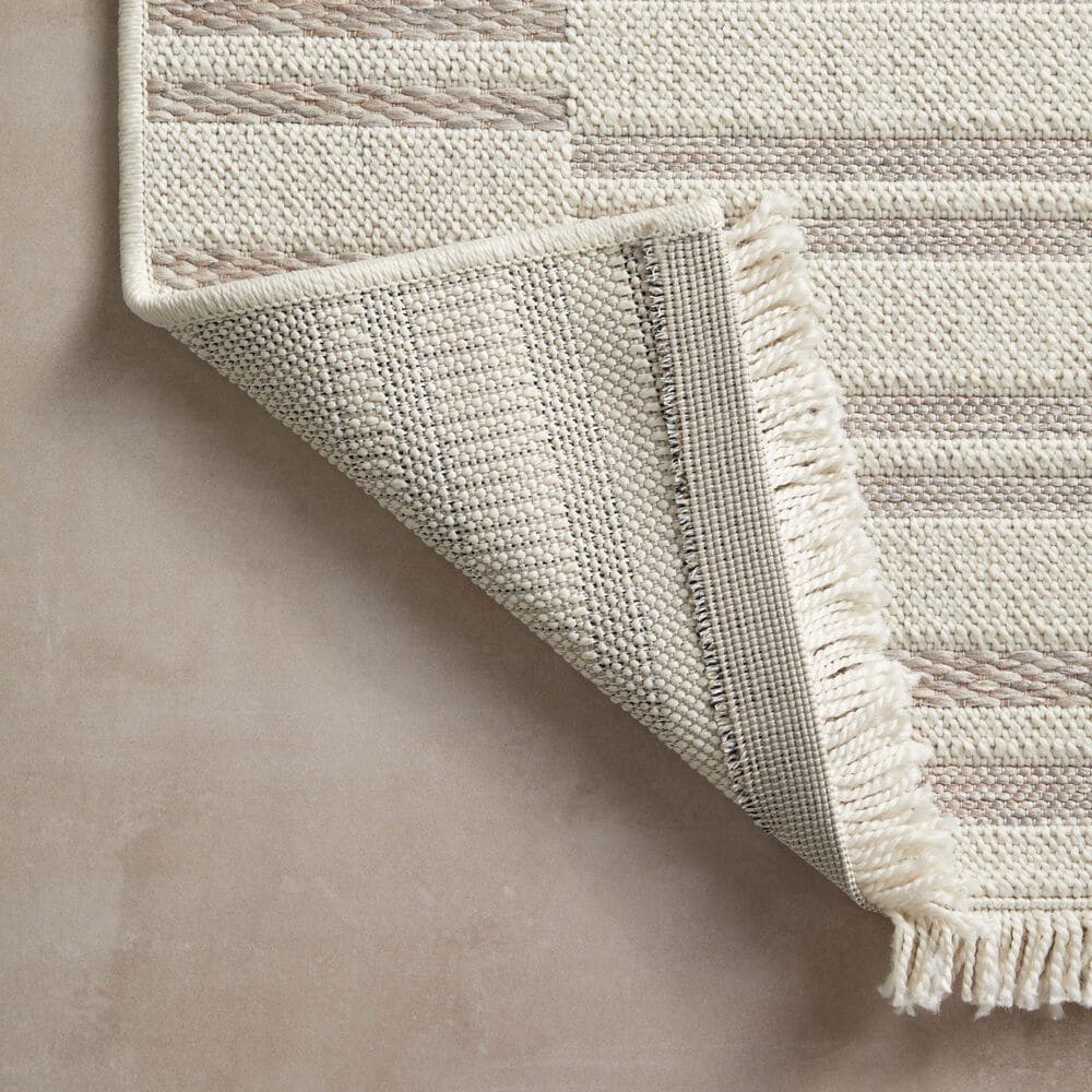 Amber Lewis x Loloi Malibu MAB-03 5&#39;1&quot; x 7&#39;7&quot; Ivory and Dove Indoor/Outdoor Area Rug, , large
