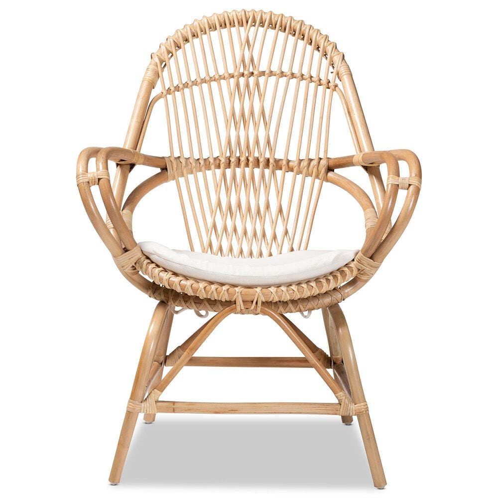 Baxton Studio Jayden Rattan Accent Chair in White, , large