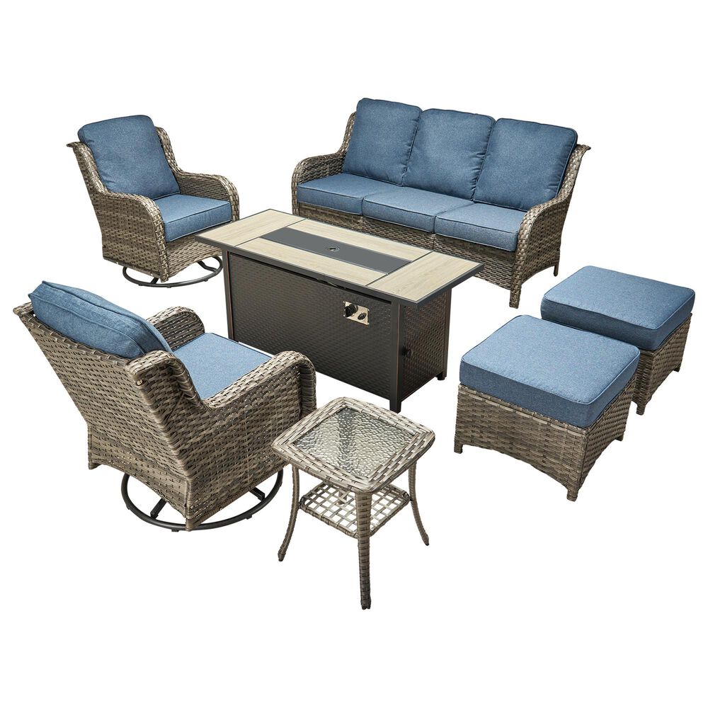 HOMLUX 7-Piece Patio Set in Denim Blue, , large
