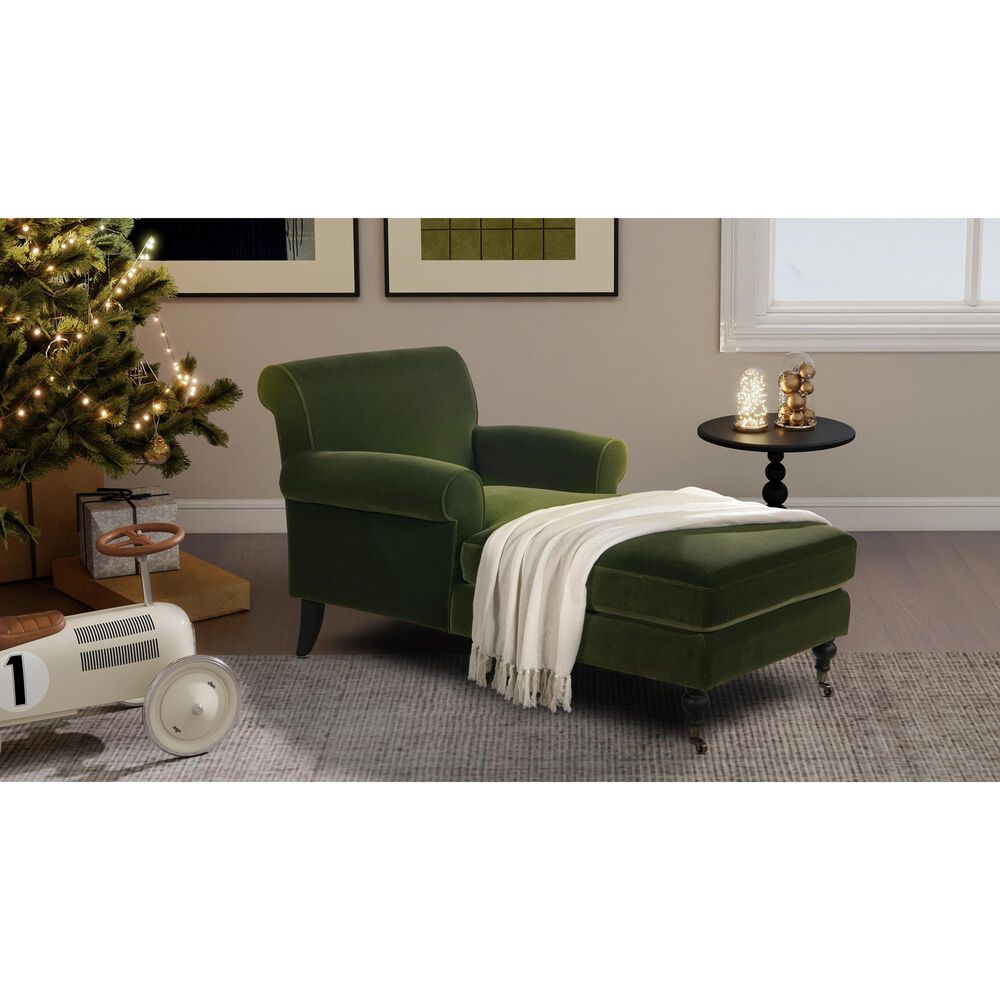 Jennifer Taylor Home Alana Chaise Lounge Chair in Olive Green Velvet, , large