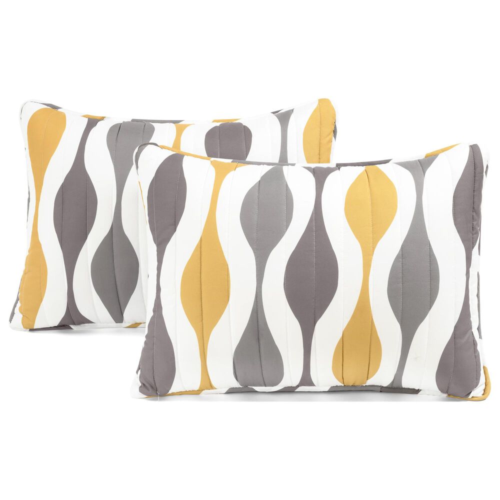Triangle Home Fashions Mid Century Geo 3-Piece King Quilt Set in Gold and Gray, , large