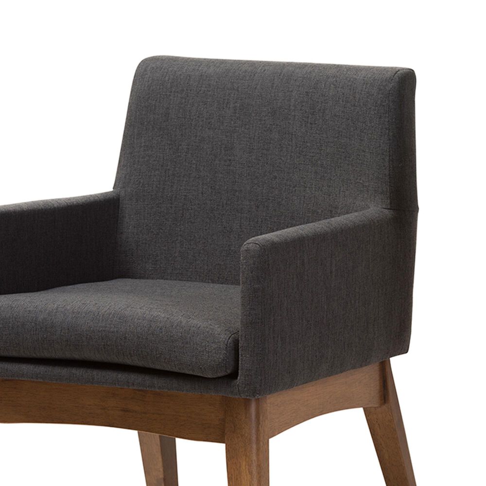 Baxton Studio Nexus Arm Chair with Dark Grey Cushion in Walnut Brown (Set of 2), , large