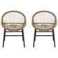 Hearth and Haven Edgar Outdoor Dining Chair with Beige Cushions in Brown (Set of 2), , large