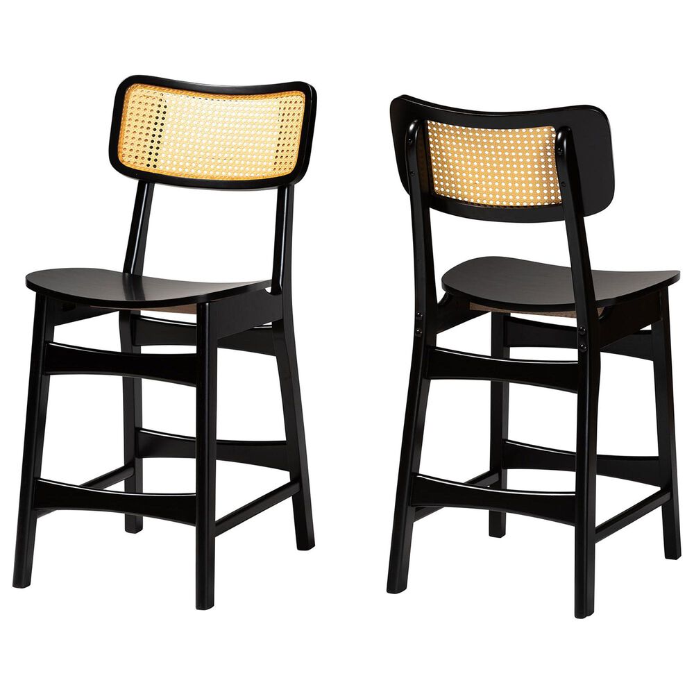 Baxton Studio Tafari Counter Stool in Dark Brown and Natural (Set of 2), , large