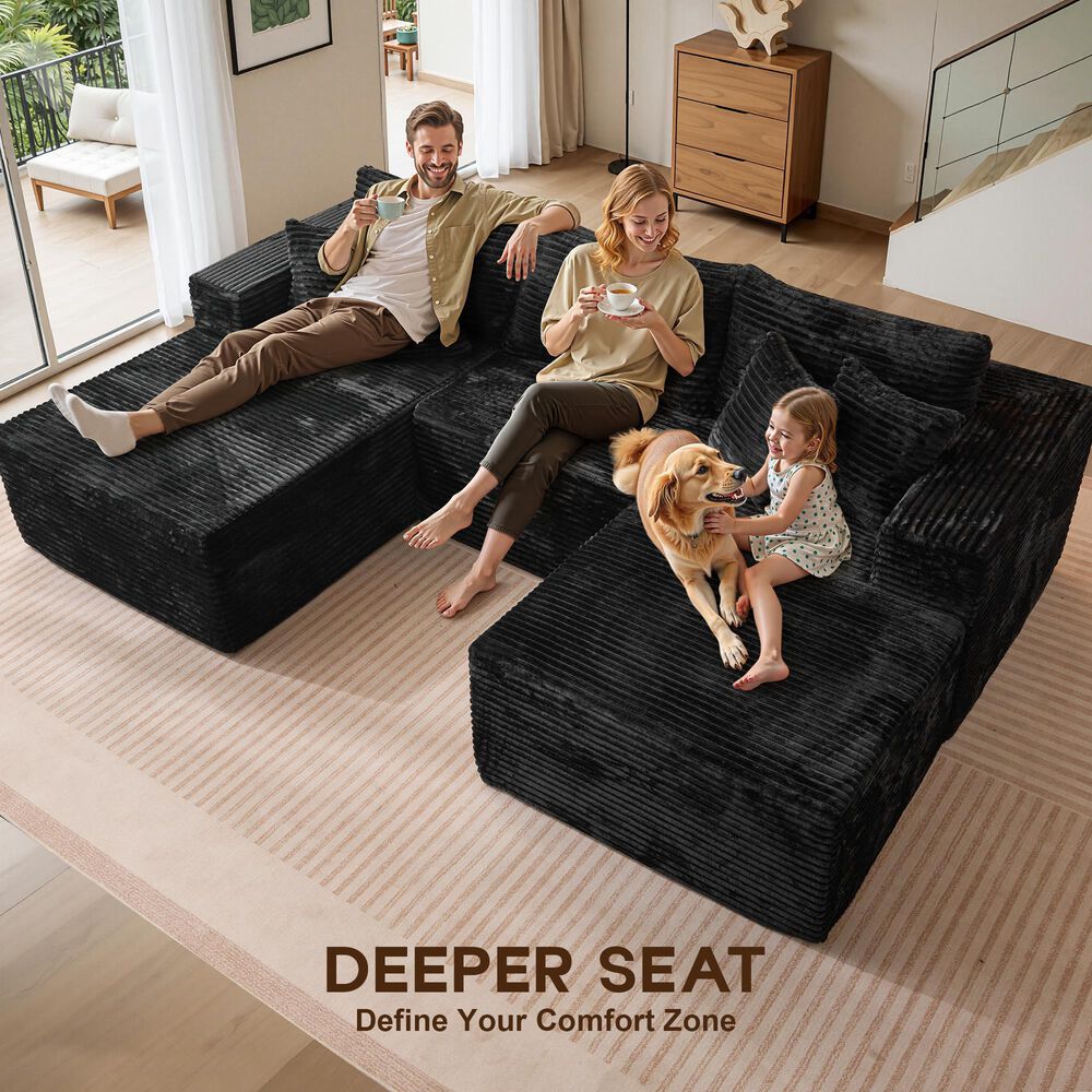 HOMLUX 108" Modular Sofa Set in Black, , large