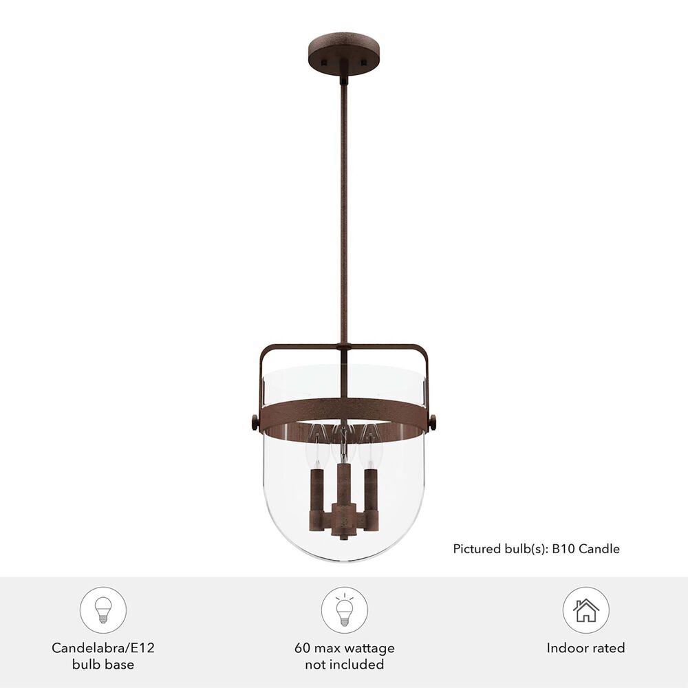Hunter Karloff 12&quot; 3-Light Pendant in Textured Rust, , large