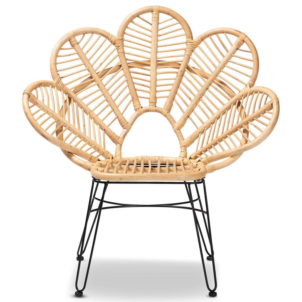 Baxton Studio Garan Rattan Accent Chair in Natural Brown and Black, , large