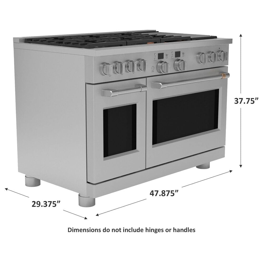 Cafe 8.25 Cu. Ft. Freestanding Dual Fuel Range with Double Oven in Stainless Steel and Brushed Stainless, , large