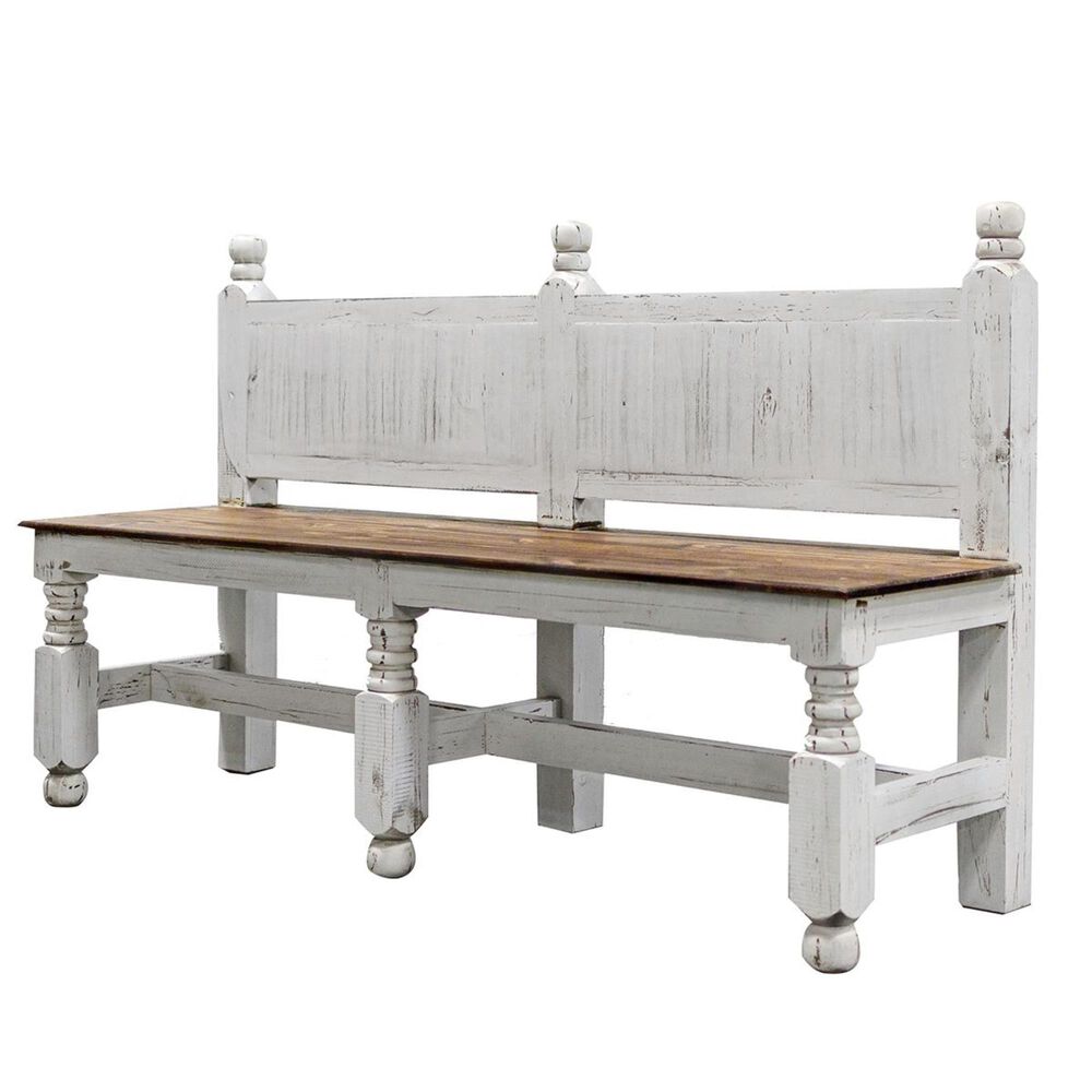 Rustic Imports Santa Rita Dining Bench in Aged White, , large