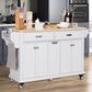 HOMLUX Kitchen Island with Rubber wood Countertop in White, , large