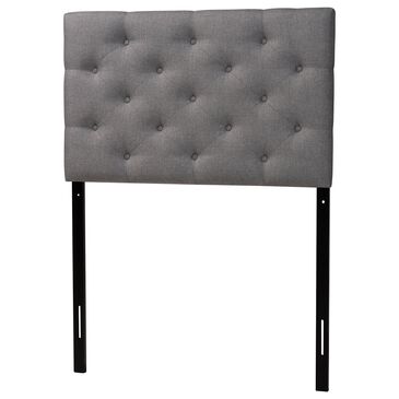 Baxton Studio Viviana Twin Upholstered Panel Headboard in Grey, , large