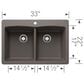 Blanco Diamond 33" Equal Double Dual Mount Kitchen Sink in Volcano Gray, , large