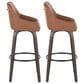 LumiSource Hannah Swivel Bar Stool with Camel Faux Leather Upholstery in Walnut and Black (Set of 2), , large